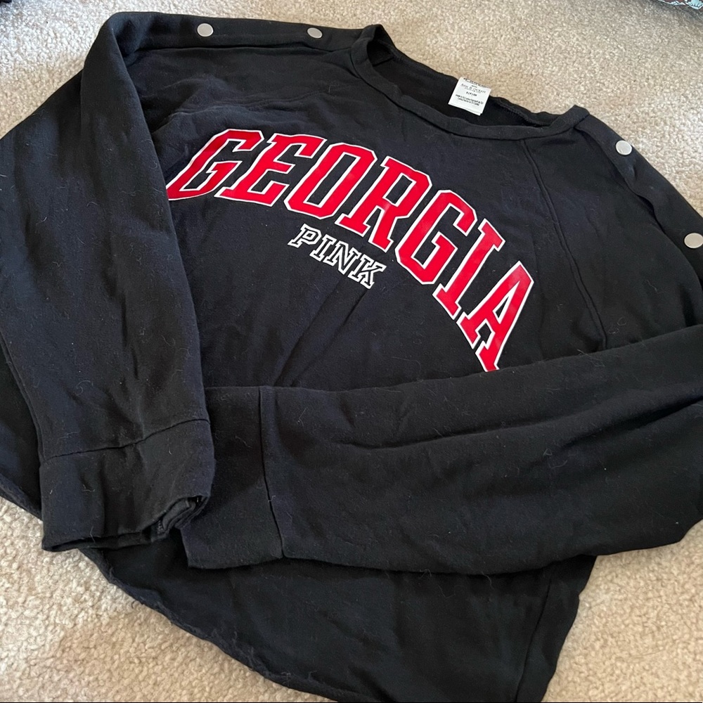 Black UGA Sweatshirt with Snap Button Sleeves